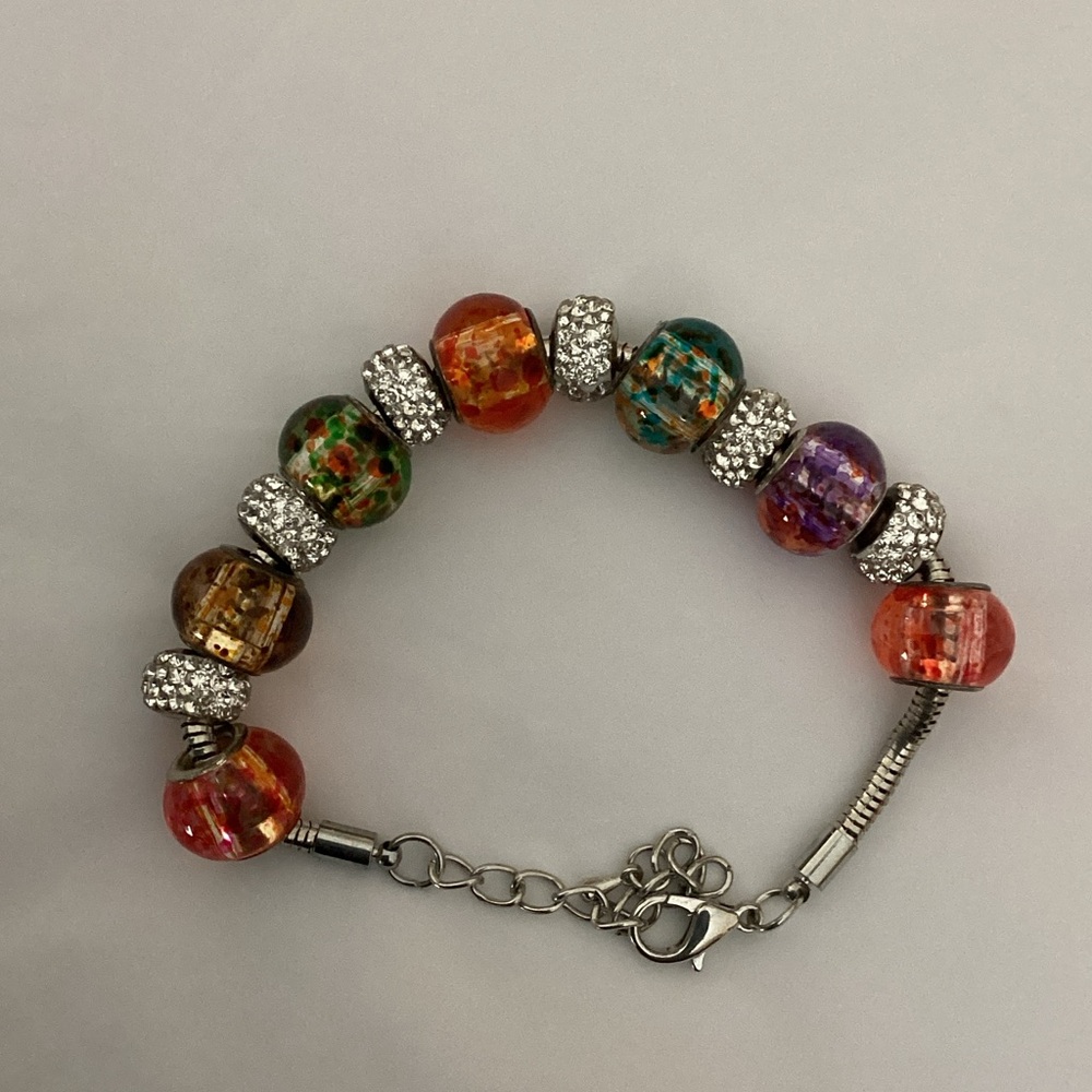 Colorful Beaded Bracelet with Silver Accents